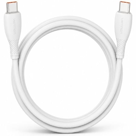 Cable USB 2.0 Tipo-C Vention TRWWF/ USB Tipo-C Macho - USB Tipo-C Macho/ Hasta 100W/ 480Mbps/ 1m/ Blanco
