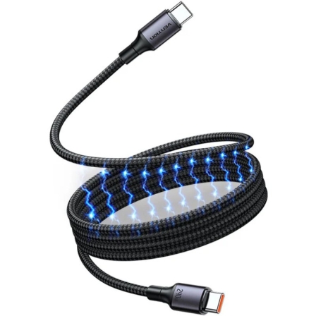 Vention Magnético USB 2.0 Tipo-C 5A Tsabg/ USB Tipo-C Macho - USB Tipo-C Macho/ Hasta 240W/… Negro