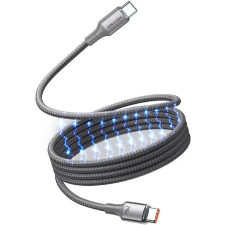 Vention Magnético USB 2.0 Tipo-C 5A Tsajg/ USB Tipo-C Macho - USB Tipo-C Macho/ Hasta 240W/…
