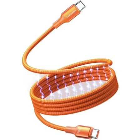 Vention Magnético USB 2.0 Tipo-C 5A Tsaof/ USB Tipo-C Macho - USB Tipo-C Macho/ Hasta 240W/… Naranja