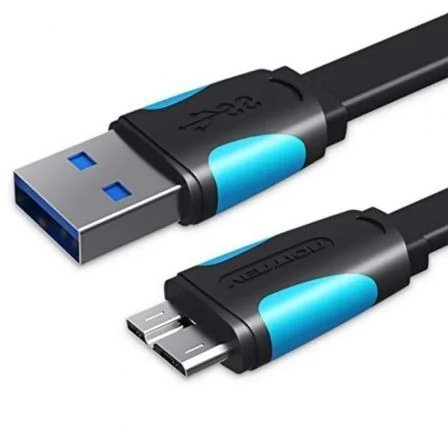 Vention USB 3.0 VAS-A12-B100/ MicroUSB Macho - USB Macho/ Hasta 10W/ 5Gbps/ 1m Azul / Negro