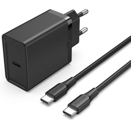 Vention de Pared Fahbf-Eu/ 1xUSB Tipo-C + 2x Cable USB Tipo-C/ 25W