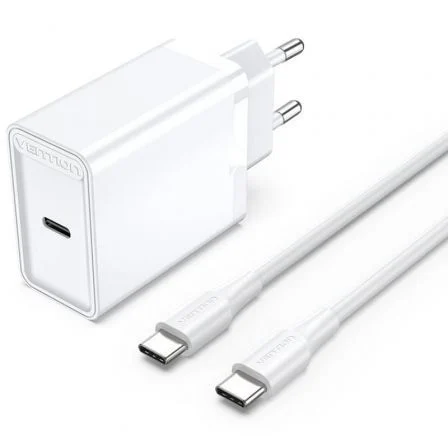 Vention de Pared Fahwf-Eu/ 1xUSB Tipo-C + 2x Cable USB Tipo-C/ 25W