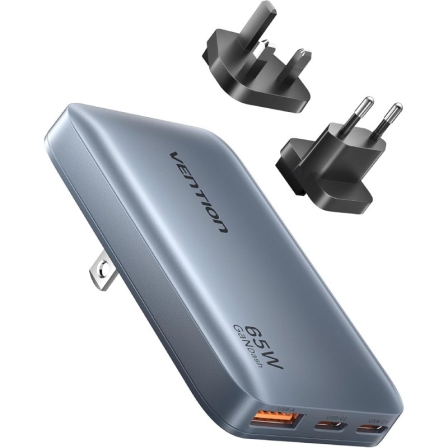 Vention de Pared Universal GaN para Viaje FCBH0/ 2xUSB Tipo-C/ 1x USB/ 65W