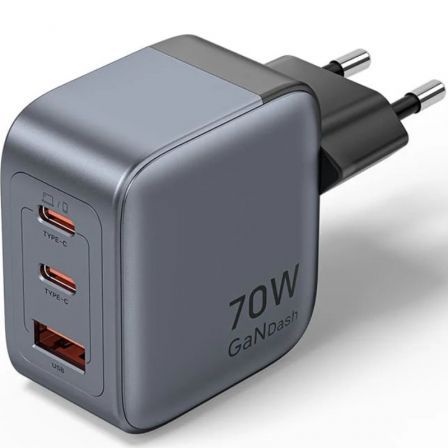 Vention de Pared GaN FEXH0-EU/ 2xUSB Tipo-C/ 1xUSB/ 70W