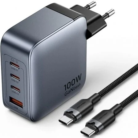 Vention de Pared GaN TZ-FETH0-EU/ 3xUSB Tipo-C/ 1xUSB/ 100W