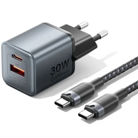 Vention de Pared GaN TZ-FEWH0-EU/ 1xUSB Tipo-C/ 1xUSB/ 30W
