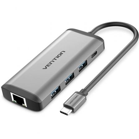 Vention Docking USB Tipo-C Cndhb/ 1xHDMI 4K/ 3xUSB/ 1xUSB Tipo-C Pd/ 1xRJ45/ 1xLector… Gris