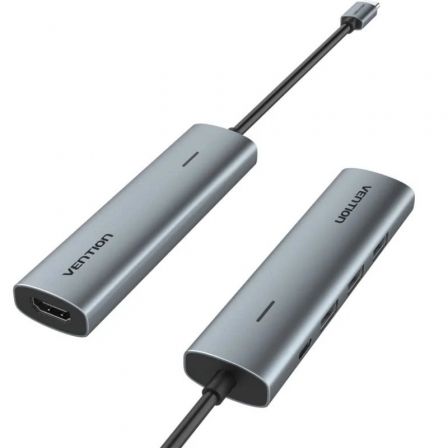 Vention Docking USB Tipo-C Tgghb/ 3xUSB/ 1xHDMI 4K/ 1xUSB Tipo-C Pd Gris