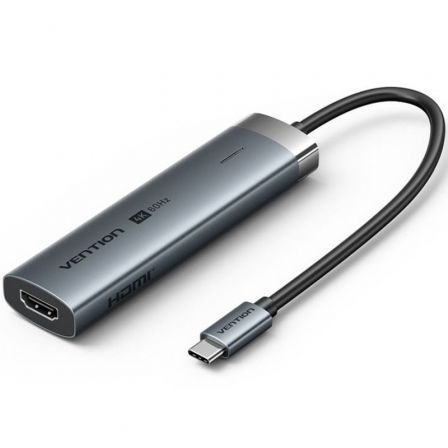 Vention Docking USB Tipo-C Tgmhb/ 3xUSB/ 1xHDMI 4K/ 1xUSB Tipo-C Pd Gris