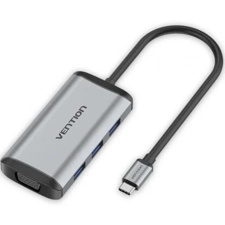 Vention Docking USB Tipo-C Tgshb/ 3xUSB/ 1xHDMI 4K/ 1xVGA/ 1xUSB Tipo-C Pd Gris