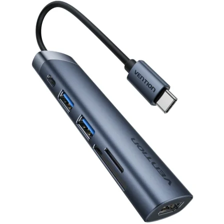 Vention Docking USB Tipo-C Thjhb/ 1xHDMI 4K/ 2xUSB/ 1xUSB Tipo-C Pd Gris