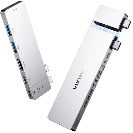 Vention Docking USB Tipo-C THZH0/ 1xHDMI 4K/ 2xUSB/ 2xUSB Tipo-C/ 1xThunderBolt/ 1xUSB… Gris