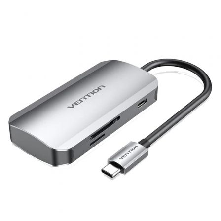 Vention Docking USB Tipo-C Tnhhb/ 3xUSB/ 1xUSB Tipo-C Pd/ 1xLector Tarjetas SD y MICROSD Gris