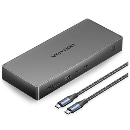 Vention Docking USB Tipo-C TPWH0/ 2xHDMI 4K/ 1xDisplayPort/ 3xUSB/ 2xUSB Tipo-C/ 1xUSB… Gris