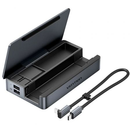 Vention Docking USB Tipo-C para Steam Deck / TPZH0/ 2xHDMI 4K/ 3xUSB/ 1xUSB Tipo-C/ 1xUSB… Gris