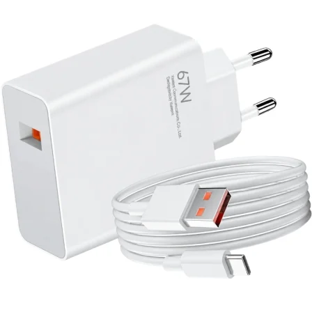Xiaomi de Pared 67W HyperCharge Combo (Type-A)/ 1xUSB + Cable USB Tipo-C/ 67W