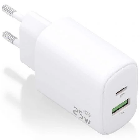 Aisens de Pared GaN A110-0911/ 1xUSB Tipo-C/ 1xUSB/ 25W Blanco