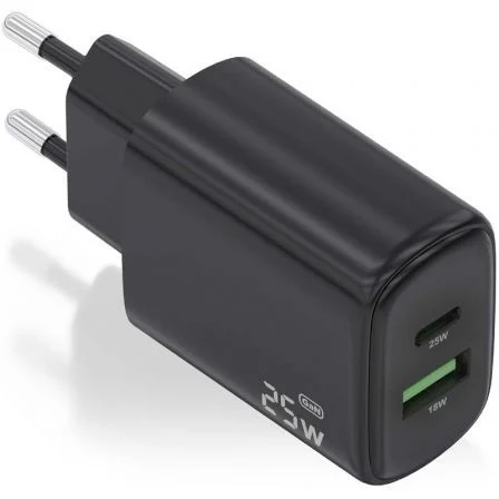 Aisens de Pared GaN A110-0912/ 1xUSB Tipo-C/ 1xUSB/ 25W Negro