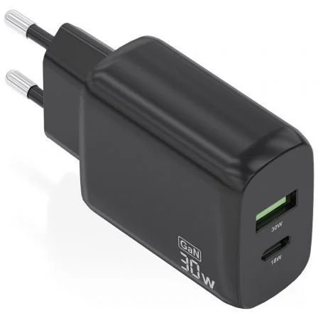 Aisens de Pared GaN A110-0924/ 1xUSB Tipo-C/ 1xUSB/ 30W Negro