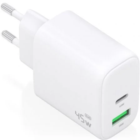 Aisens de Pared GaN A110-0971/ 1xUSB Tipo-C/ 1xUSB/ 45W Blanco