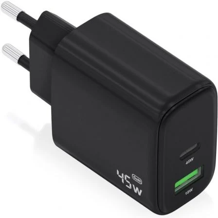 Aisens de Pared GaN A110-0972/ 1xUSB Tipo-C/ 1xUSB/ 45W Negro