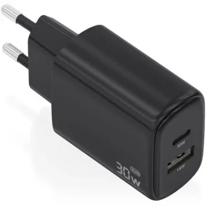 Aisens de Pared GaN A110-0978/ 1xUSB Tipo-C/ 1xUSB/ 30W Negro