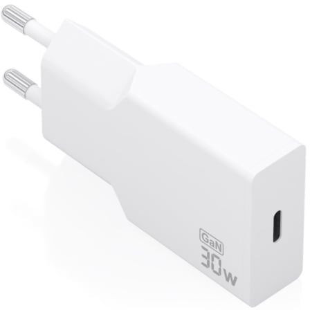 Cargador de Pared GaN Aisens A110-1001/ 1xUSB Tipo-C/ 30W/ Blanco