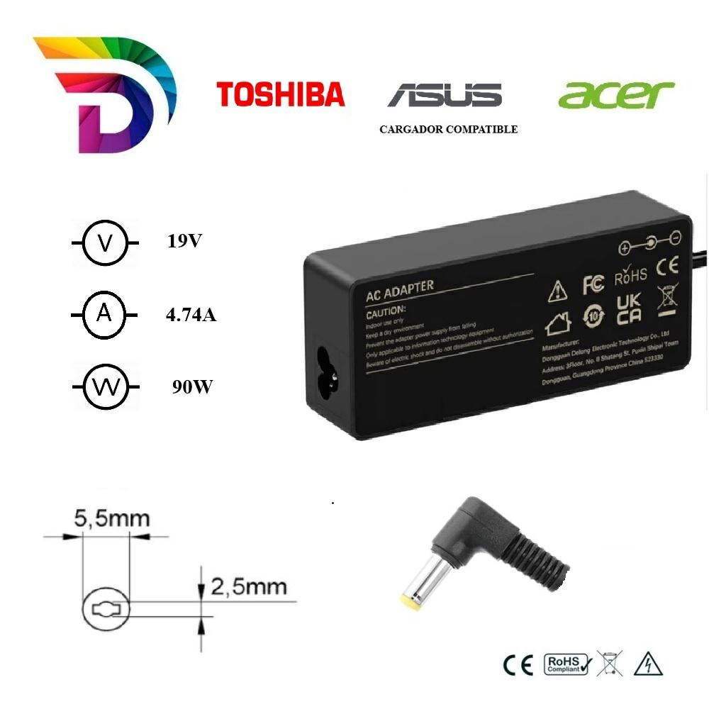 Dayma Cargador compatible para Acer / ASUS / Toshiba 90W 19V 4.74A 5.5x2.5 mm