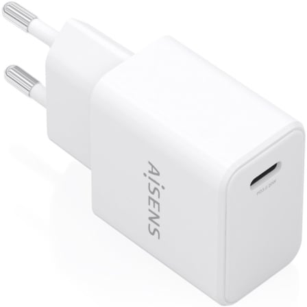 Cargador de Pared GaN Aisens A110-1023/ 1xUSB Tipo-C/ 20W/ Blanco