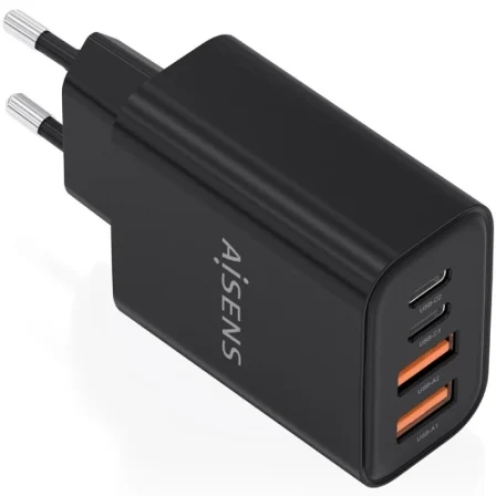 Aisens de Pared GaN A110-1028/ 2xUSB Tipo-C/ 2xUSB/ 32W Negro