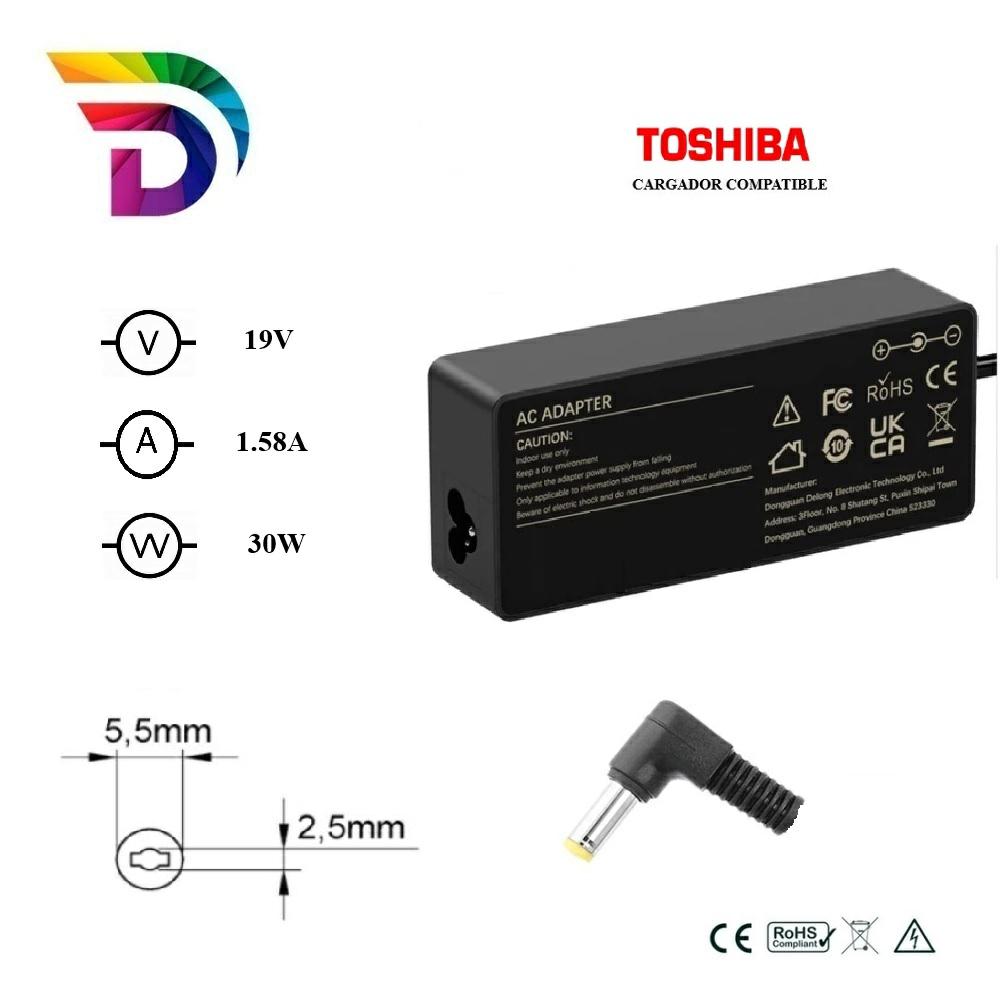 Dayma Cargador compatible para Toshiba 30W 19V 1.58A 5.5x2.5 mm