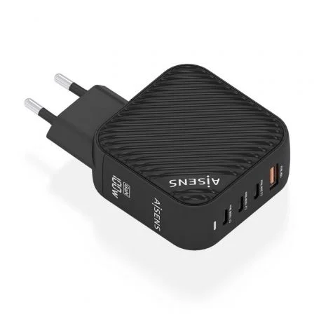 Aisens de Pared GaN ASCH-100W4P029-BK/ 3xUSB Tipo-C/ 1x USB/ 100W