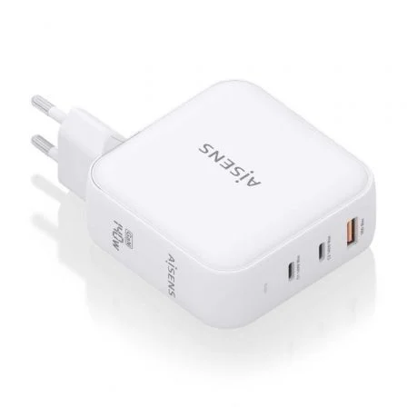 Aisens de Pared GaN ASCH-140W3P030-W/ 2xUSB Tipo-C/ 1xUSB/ 140W