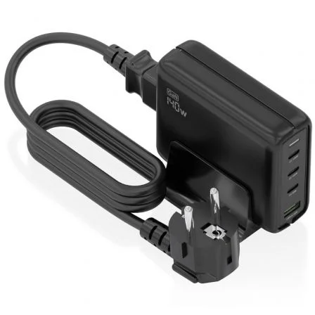 Aisens Sobremesa GaN ASCH-140W4P056-BK/ 3xUSB Tipo-C/ 1xUSB/ 140W