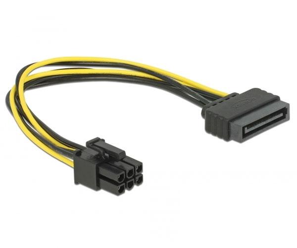 Cable Alimentacion Tarjeta gráfica Sata Hembra a 6 pines pci-e / 20cm / Delock 82924