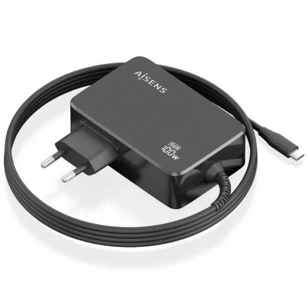 Aisens GaN 100W PD3.0 1XUSB-C 1.8M Negro