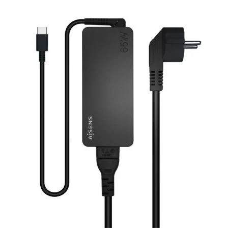 Aisens Cargador de ASCH-1PD65D-BK/ 1xUSB Tipo-C/ 65W/ Automatico/ Voltaje 5-20V