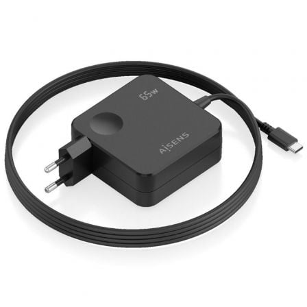 Cargador de Pared Aisens ASCH-1PD65WL80-BK/ 1xUSB Tipo-C/ 65W/ Negro
