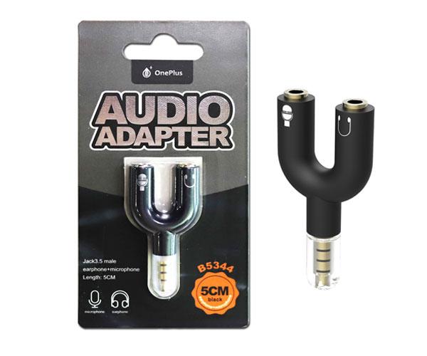 One+ divisor de audio y microfono Jack 3.5mm macho a 2 Jack 3.5mm Hembra / B5344 Negro