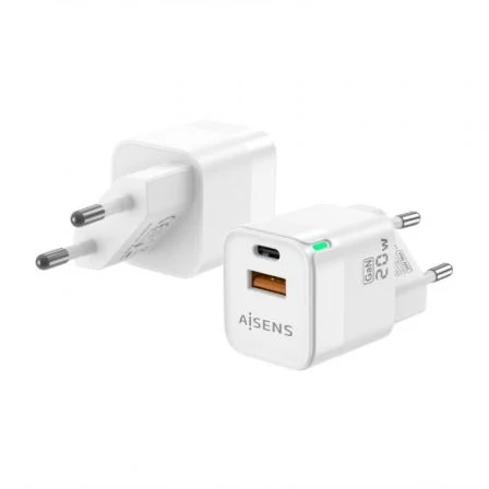 Aisens de Pared GaN ASCH-20W2P002-W/ 1xUSB Tipo-C/ 1xUSB/ 20W