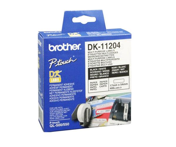 Etiquetas Original Brother DK11204 17x54 mm Texto negro sobre fondo blanco