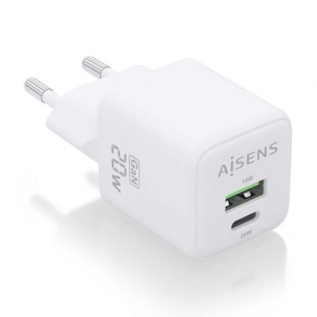 Aisens de Pared GaN ASCH-20W2P010-W/ 1xUSB Tipo-C/ 1xUSB/ 20W
