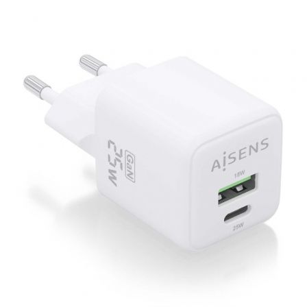 Aisens de Pared GaN ASCH-25W2P014-W/ 1xUSB Tipo-C/ 1xUSB/ 25W