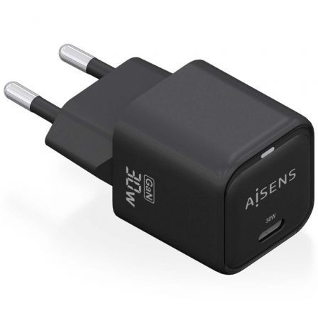 Aisens de Pared GaN ASCH-30W1P019-BK/ 1xUSB Tipo-C/ 30W