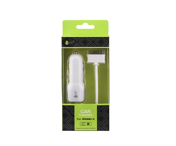 Cargador de coche-mechero con cable iPhone 4  / 5w / Blanco / Ca501/ One+