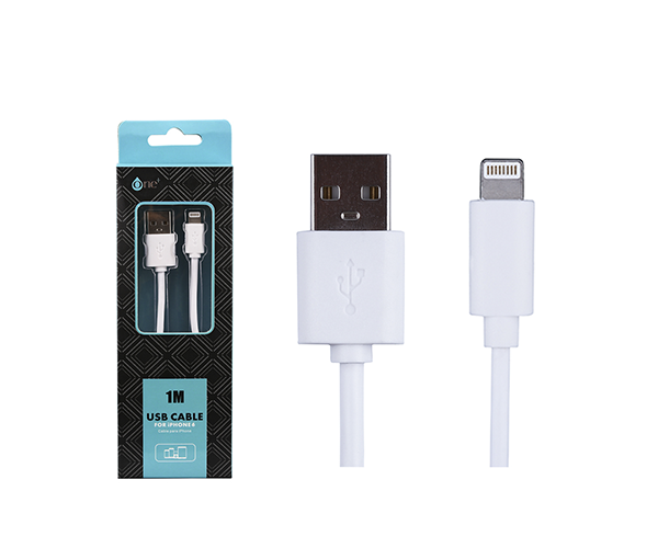 Cable datos USB 2.0 a Lightning IPhone 5-14 / 1m / 3.4a / AA101 / Blanco / One+
