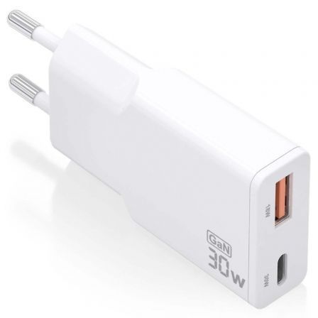 Aisens de Pared GaN ASCH-30W2P046-W/ 1xUSB Tipo-C/ 1xUSB/ 30W Blanco