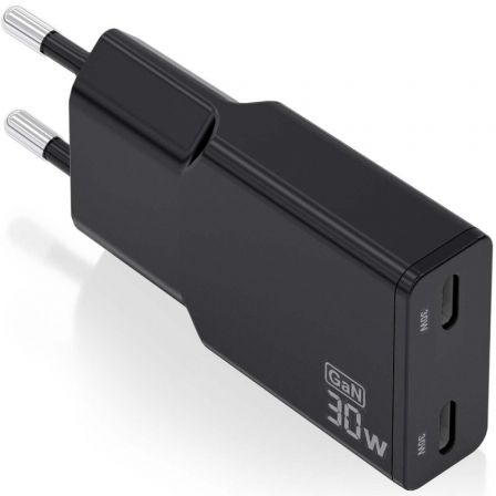 Aisens de Pared GaN ASCH-30W2P049-BK/ 2xUSB Tipo-C/ 30W Negro