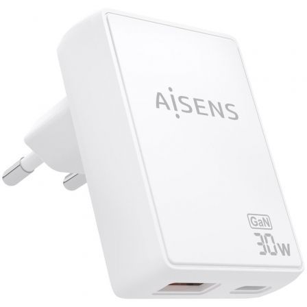 Aisens de Pared GaN ASCH-30W2P074-W/ 1xUSB Tipo-C/ 1xUSB/ 30W Blanco